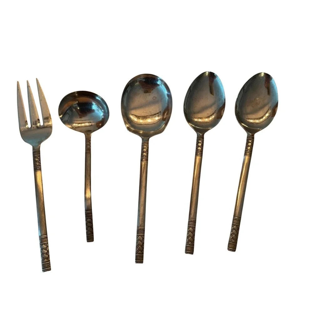 Oxford Hall Stainless Japan Flatware Set 39pc Woven Basketweave Silverware